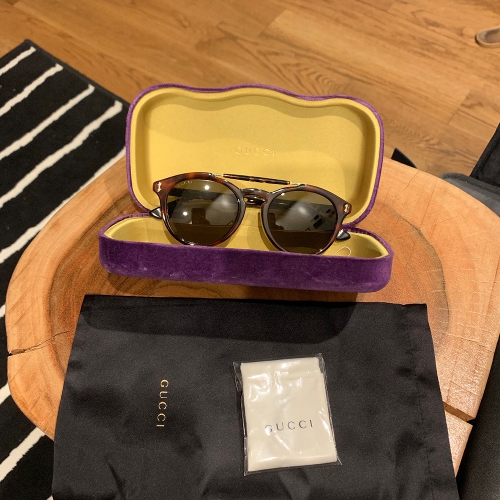 Gucci GG0124SA Havana Round Sunglasses Green
